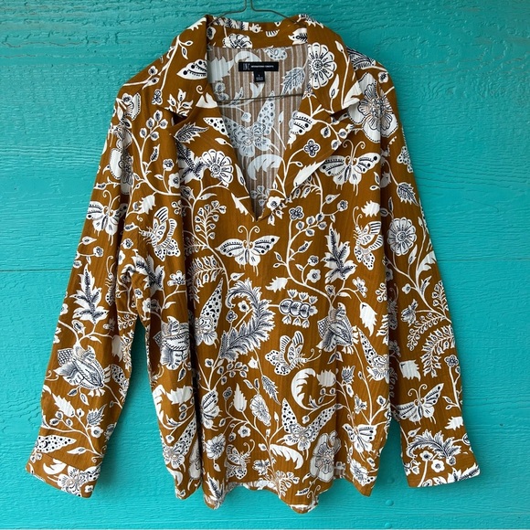 Men's Regular-Fit Floral-Print Popover Camp Shirt, Created for Macy's SIZE LARGE - Picture 2 of 8